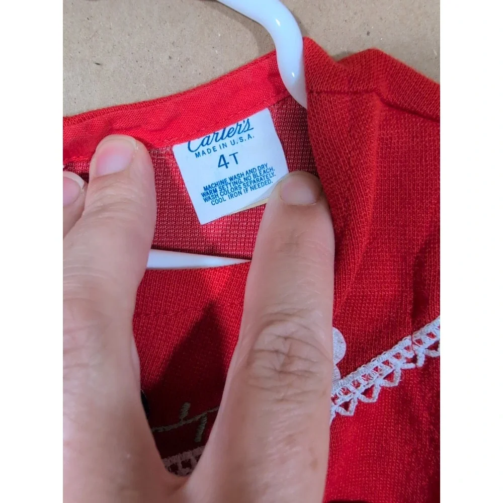Vintage Carter's Girls Size 4 Dress Red With Daisies Heart A-line Sleeveless USA